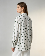 Women Silk-Blend Polka Dot Button-Down Shirt