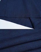 Navy Silk Linen Mandarin Collar Pullover Blouse Suitpure