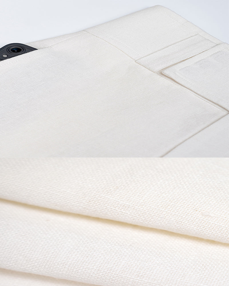 Pure Linen Wide-Leg Trousers with Wide Waistband Suitpure