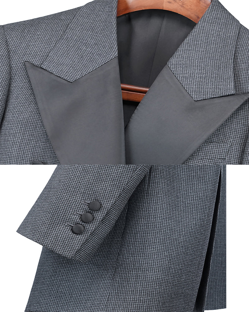 Women's Double Breasted Wool Blend Blazer Suitpure