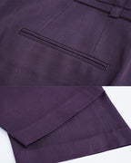 Elegant Purple High Waist Tie Belt Straight Wide Leg Trousers Suitpure