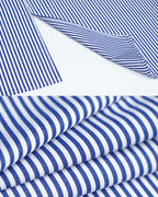 Blue and White Striped Mandarin Collar Shirt Jacket Suitpure