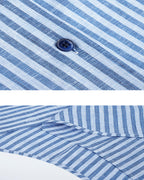 Holiday Nautical Style Loose Cotton Linen Striped Shirts Suitpure