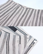 Women Linen High Waist Striped Linen Wide Leg Palazzo Pants Suitpure