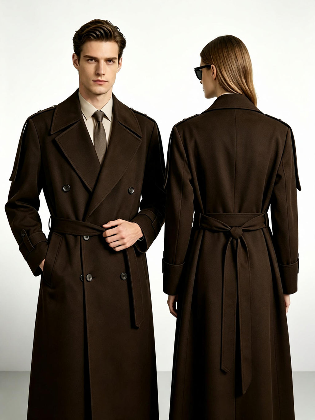 Military Style Epaulet Belted Trench Coat