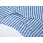 Holiday Nautical Style Loose Cotton Linen Striped Shirts Suitpure