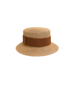 Breathable Beige Straw Sun Hat with Brown Ribbon Band Suitpure