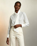 Elegant Bow Neck Tie White Loose Fit Chiffon Blouse Suitpure