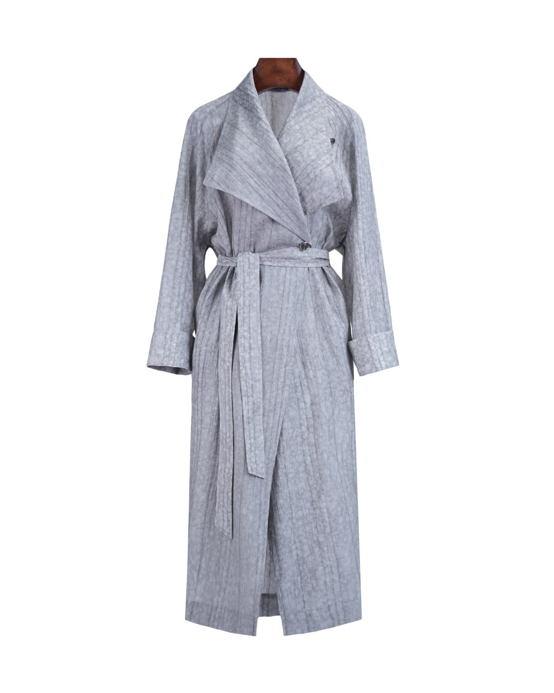 Lightweight Unlined Long Ink Stripe Trench Coat Suitpure