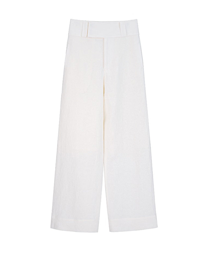 Pure Linen Wide-Leg Trousers with Wide Waistband Suitpure