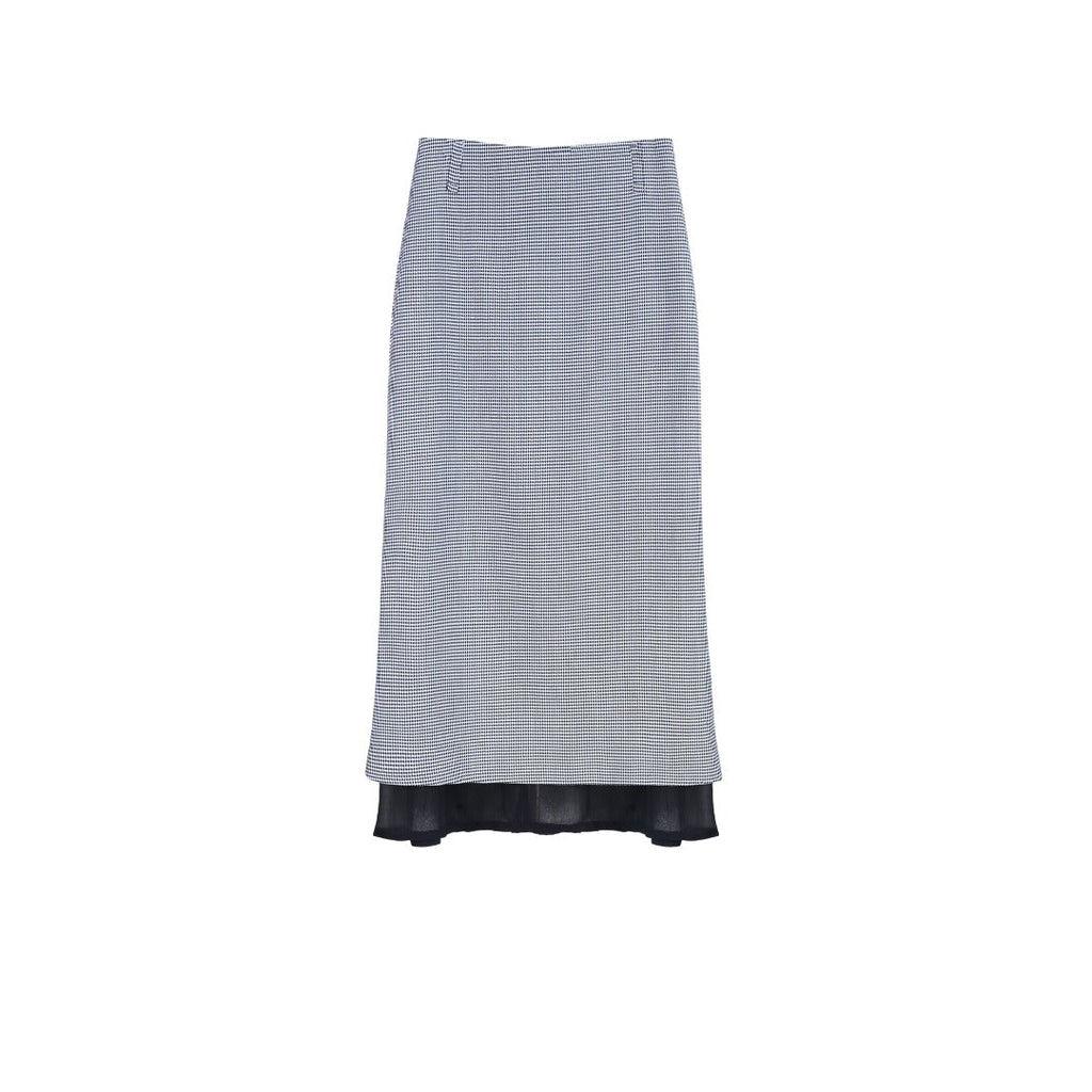 Classic Black-White Diamond Mesh Fishtail Midi Skirt Suitpure