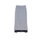 Classic Black-White Diamond Mesh Fishtail Midi Skirt Suitpure