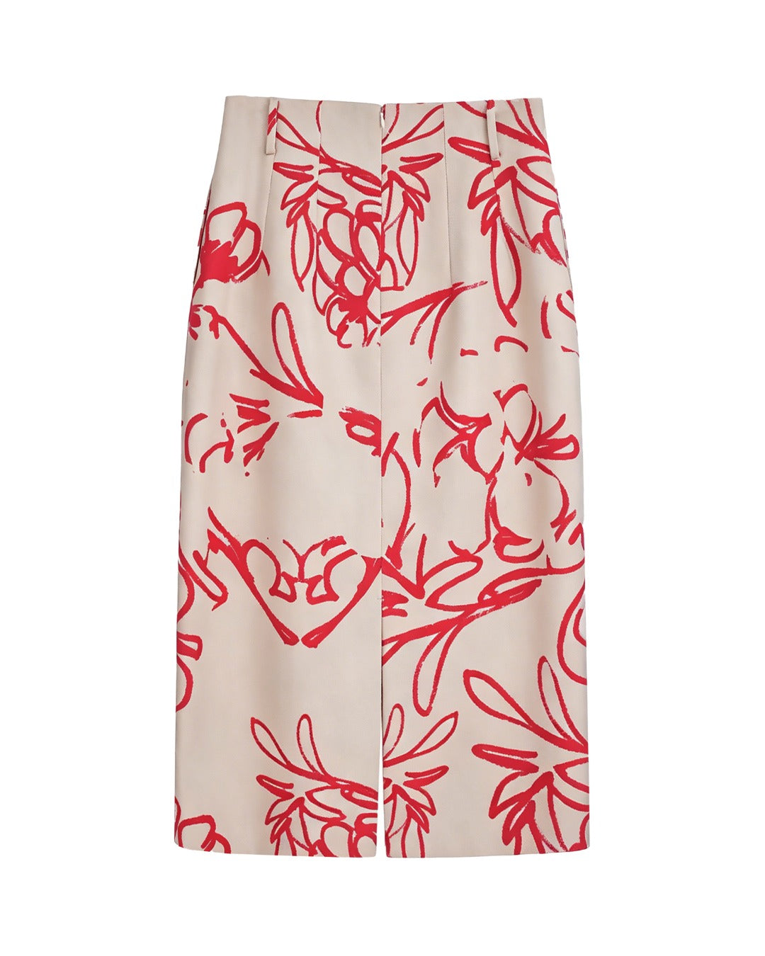 Khaki Flocked Continuous Waistband Skirt | Double Slit Suitpure