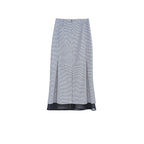 Classic Black-White Diamond Mesh Fishtail Midi Skirt Suitpure