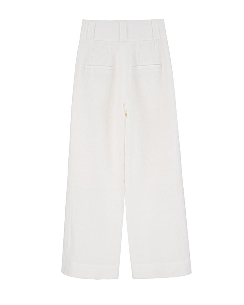 Pure Linen Wide-Leg Trousers with Wide Waistband Suitpure