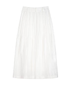 White Breathable Linen Pleated Midi Skirt Suitpure