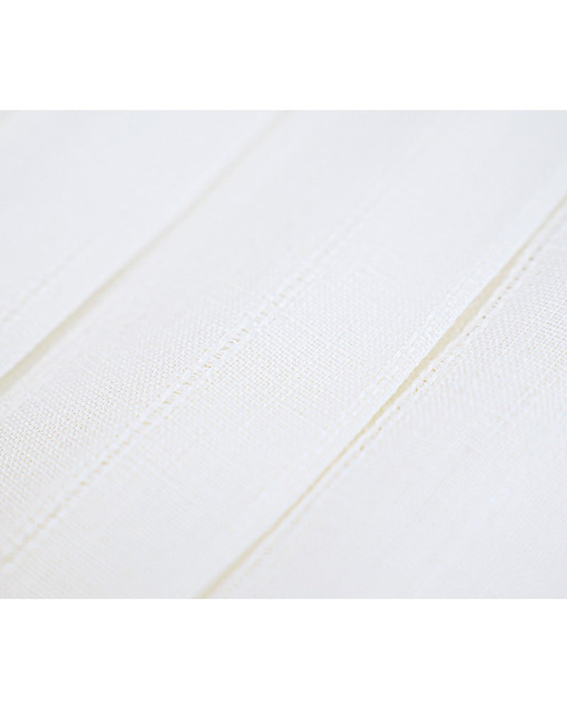 White Breathable Linen Pleated Midi Skirt Suitpure