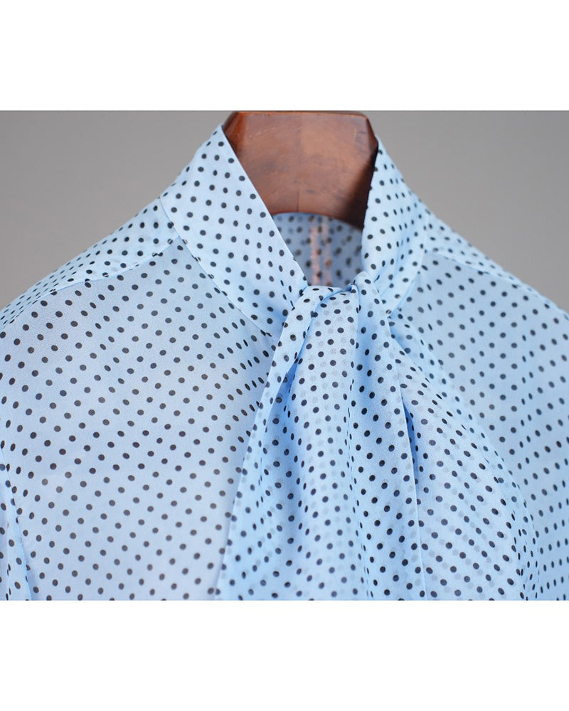 Seasalt Polka Dot Mandarin Collar Blouse with Self-Tie Suitpure
