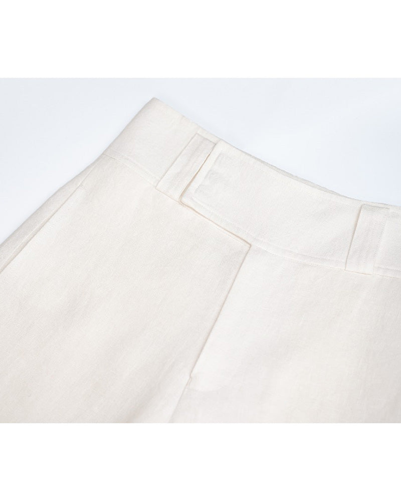 Pure Linen Wide-Leg Trousers with Wide Waistband Suitpure