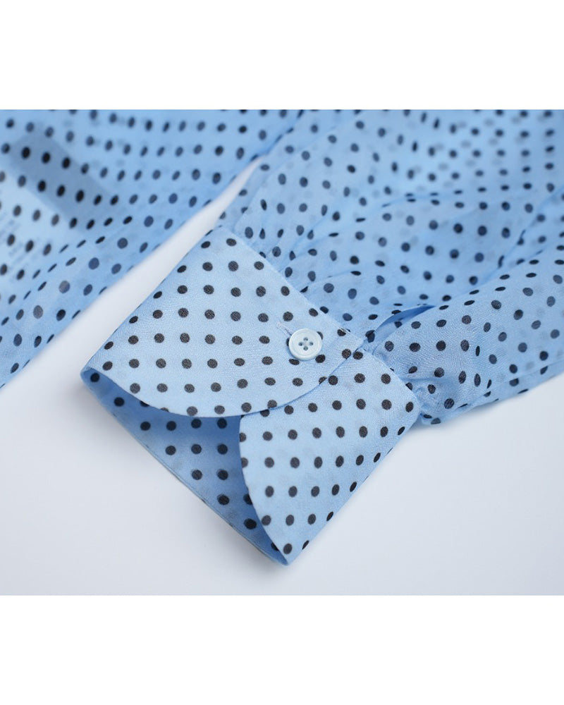 Seasalt Polka Dot Mandarin Collar Blouse with Self-Tie Suitpure