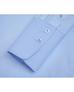 Light Blue Zip-Front Crop Shirt with Feather Detail Suitpure