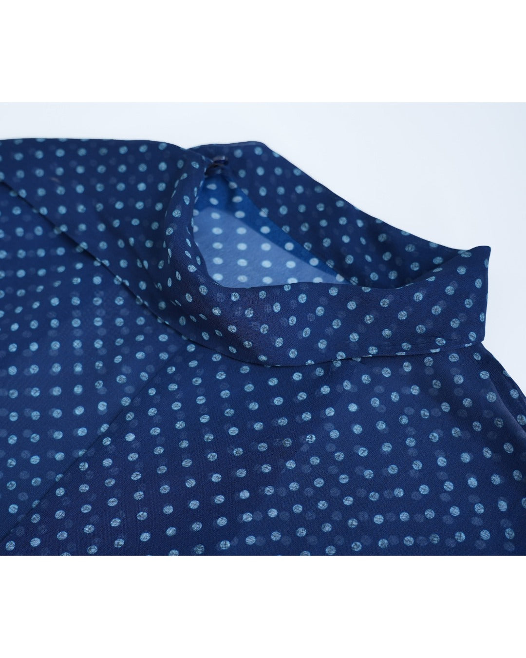 Navy Polka Dot Scarf Collar Blouse Suitpure