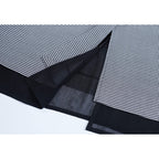 Classic Black-White Diamond Mesh Fishtail Midi Skirt Suitpure