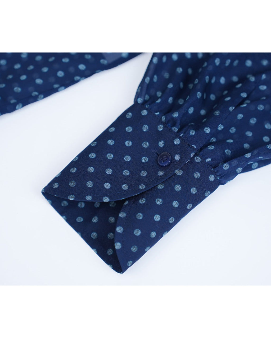 Navy Polka Dot Scarf Collar Blouse Suitpure