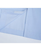 Light Blue Zip-Front Crop Shirt with Feather Detail Suitpure