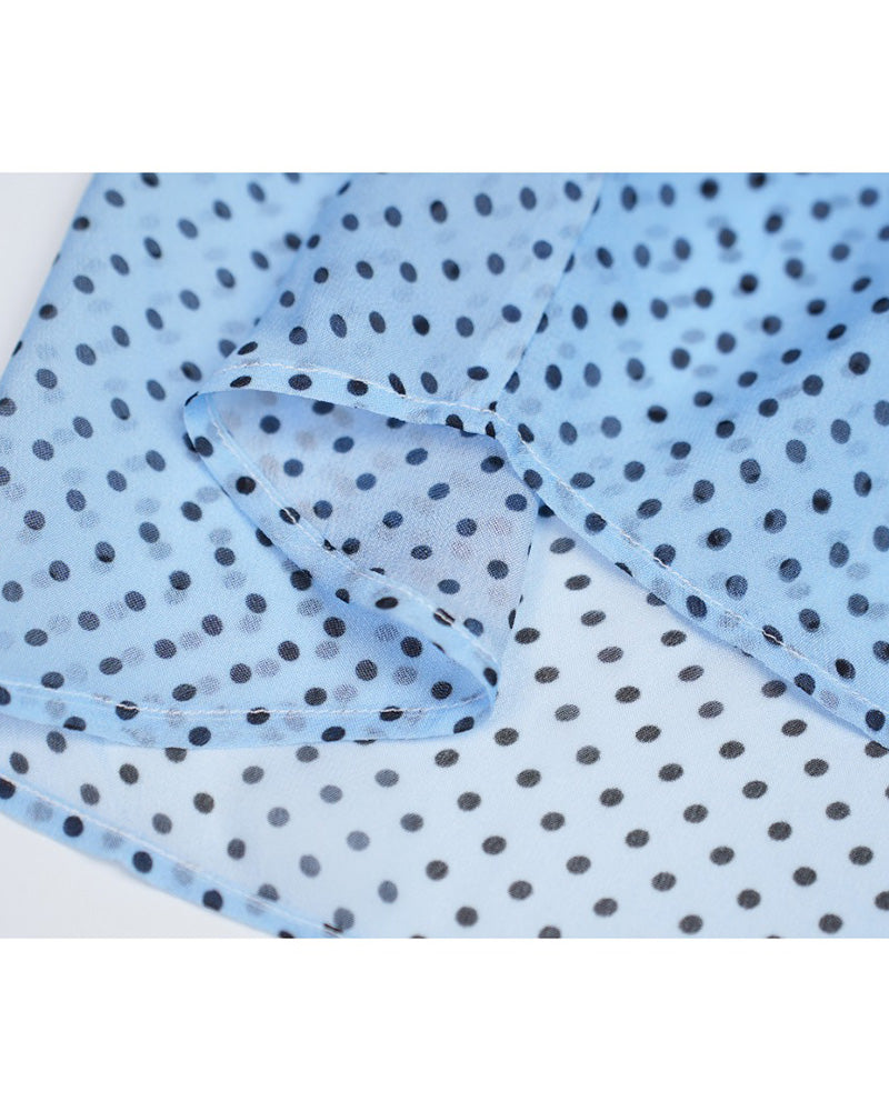 Seasalt Polka Dot Mandarin Collar Blouse with Self-Tie Suitpure