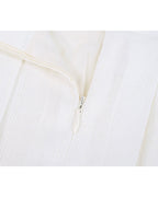White Breathable Linen Pleated Midi Skirt Suitpure