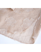 Champagne Butterfly Cutwork Pleated Mandarin Oversized Blouse Suitpure