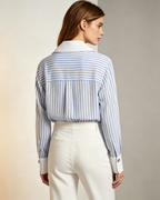 100% Linen Blue White Stripe Breeze Linen Shirt Suitpure