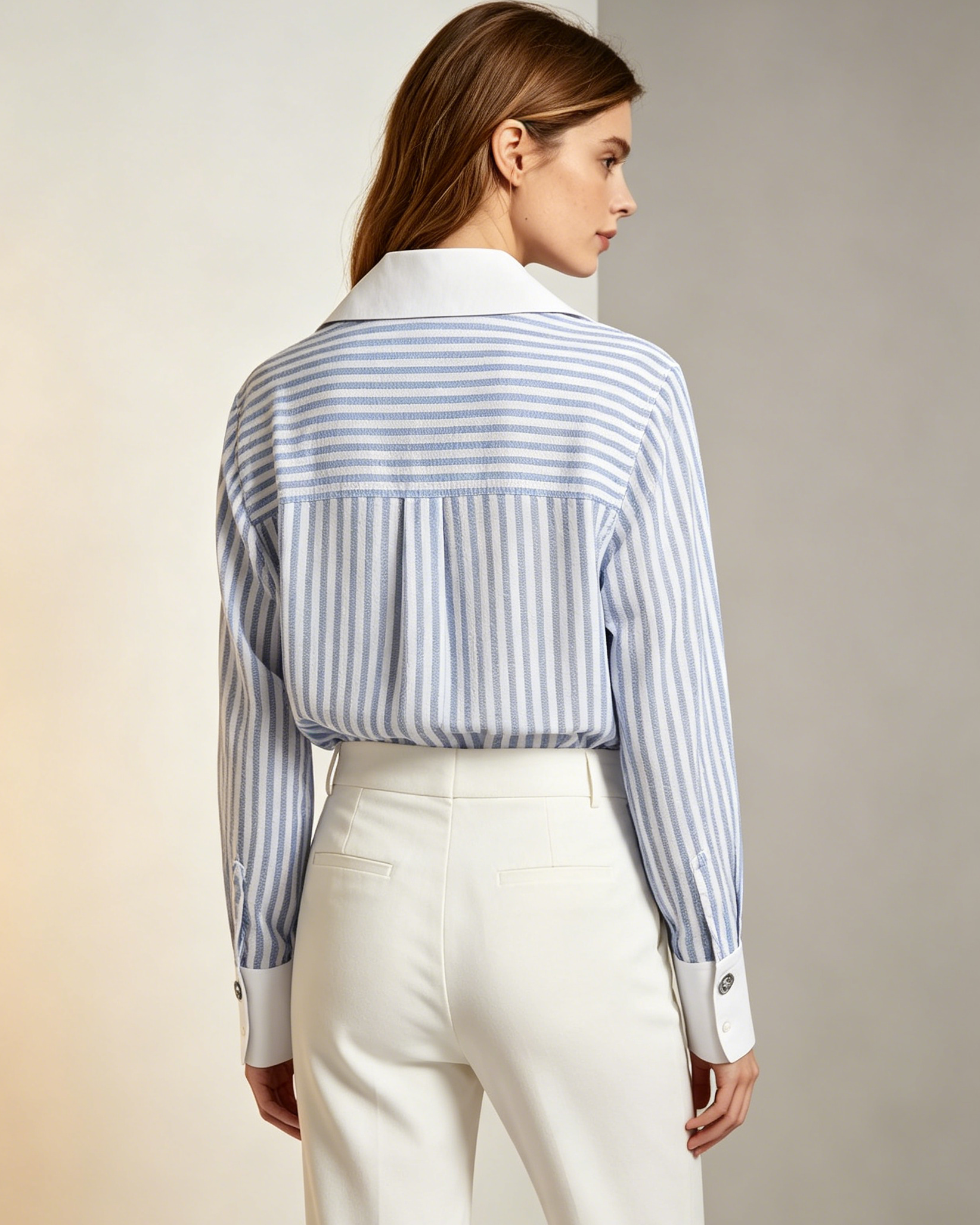 100% Linen Blue White Stripe Breeze Linen Shirt Suitpure