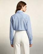 Holiday Nautical Style Loose Cotton Linen Striped Shirts Suitpure