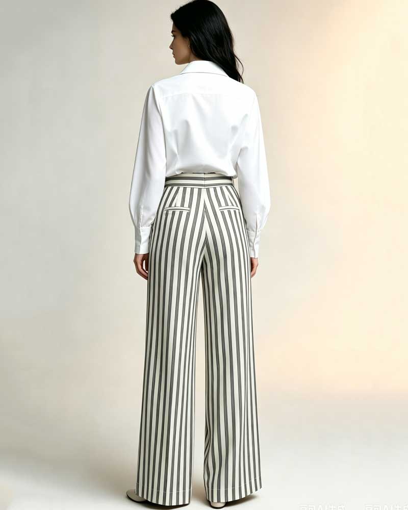 High Striped Linen Palazzo Suitpure