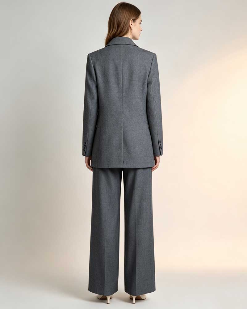 Women's Double Breasted Wool Blend Blazer Suitpure