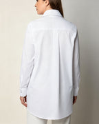 Elegant Summer White Tencel Cotton Blouse Wide Pointed Collar Suitpure