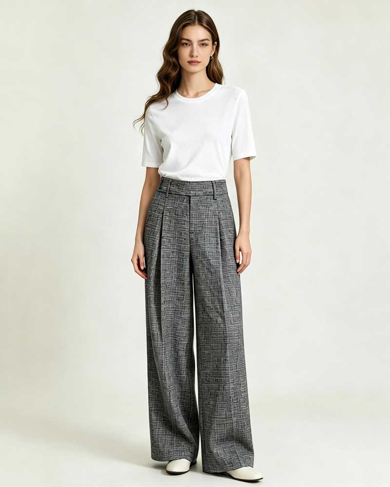 Houndstooth Linen Wide Suitpure