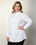 Elegant Summer White Tencel Cotton Blouse Wide Pointed Collar Suitpure