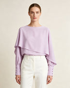 Off-Shoulder Asymmetrical Cape Blouse | Romantic Flowing Suitpure