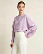 Off-Shoulder Asymmetrical Cape Blouse | Romantic Flowing Suitpure