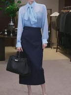 Seasalt Polka Dot Mandarin Collar Blouse with Self-Tie