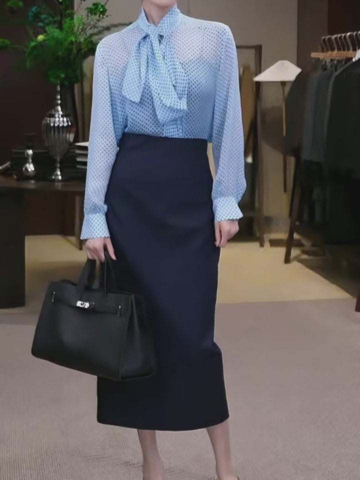 Seasalt Polka Dot Mandarin Collar Blouse with Self-Tie
