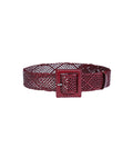 Wine Red Wide Woven Leather Belt with Square Buckle for Dresses & Outfits Suitpure