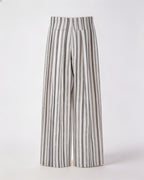 High-Waist Linen Stripe Wide Trousers | Concealed Pleats Suitpure