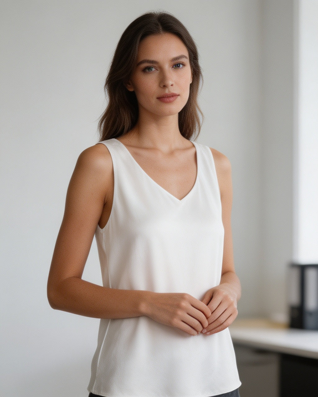 Four-Color Simple Satin Acetate Tank Top Suitpure