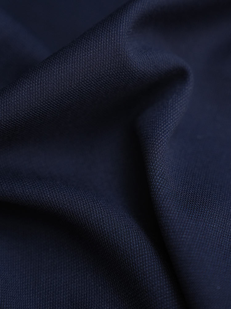 High Rise Navy Pencil Midi Skirt With Back Vent, Soft Wool Blend Fabric Corporate Office Skirt