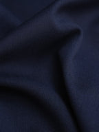 High Rise Navy Pencil Midi Skirt With Back Vent, Soft Wool Blend Fabric Corporate Office Skirt