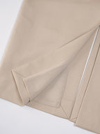 Khaki Tencel‑Cotton Waist‑Incorporated Midi Skirt Front & Back Slit